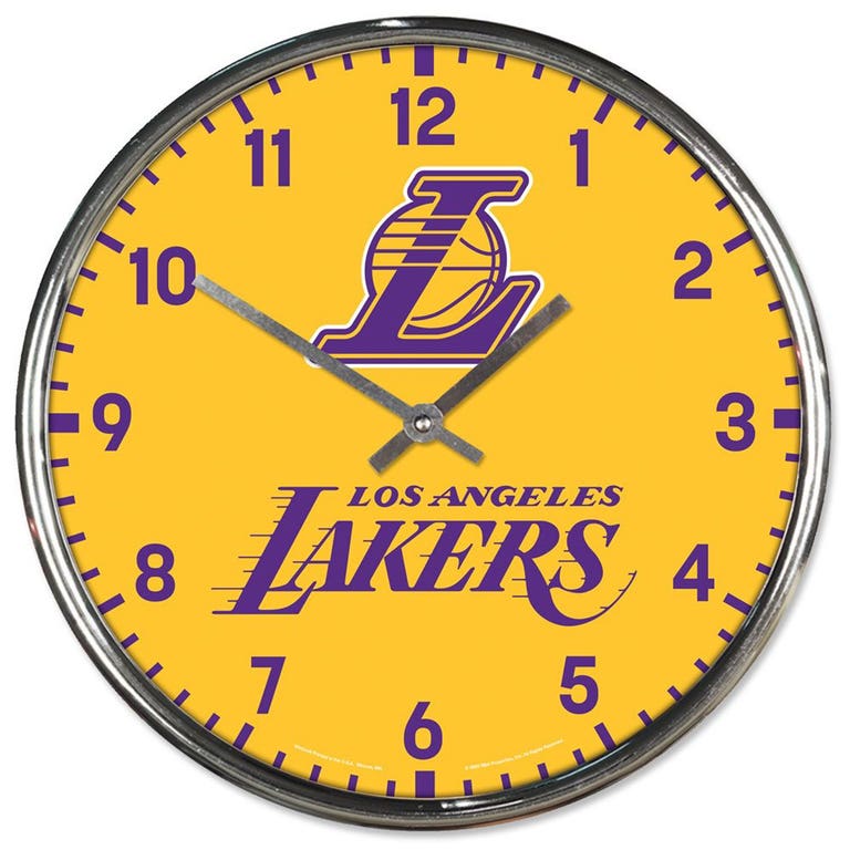 Los Angeles Lakers Round Chrome Wall Clock