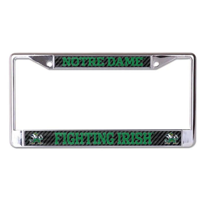 Notre Dame Fighting Irish Logo Carbon Chrome License Plate Frame