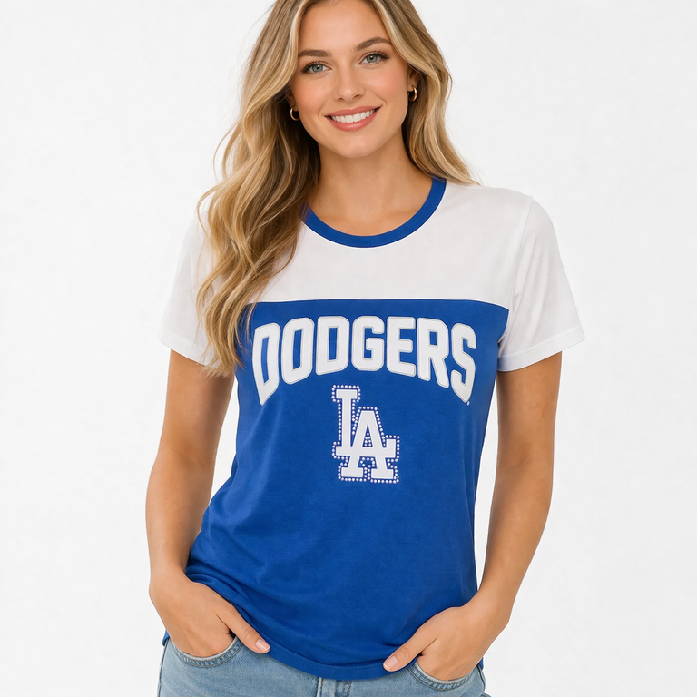 Los Angeles Dodgers Ladies Royal Blue/White Rhinestone Shirt