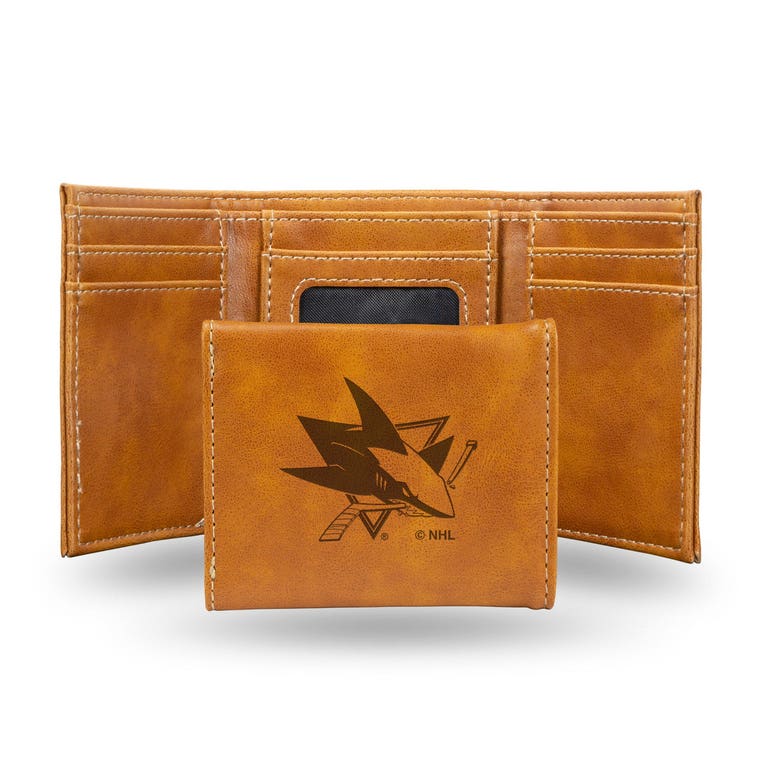 San Jose Sharks Laser Engraved Trifold Leather Wallet