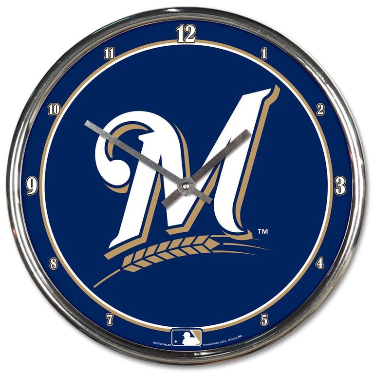 Milwaukee Brewers Round Chrome Wall Clock