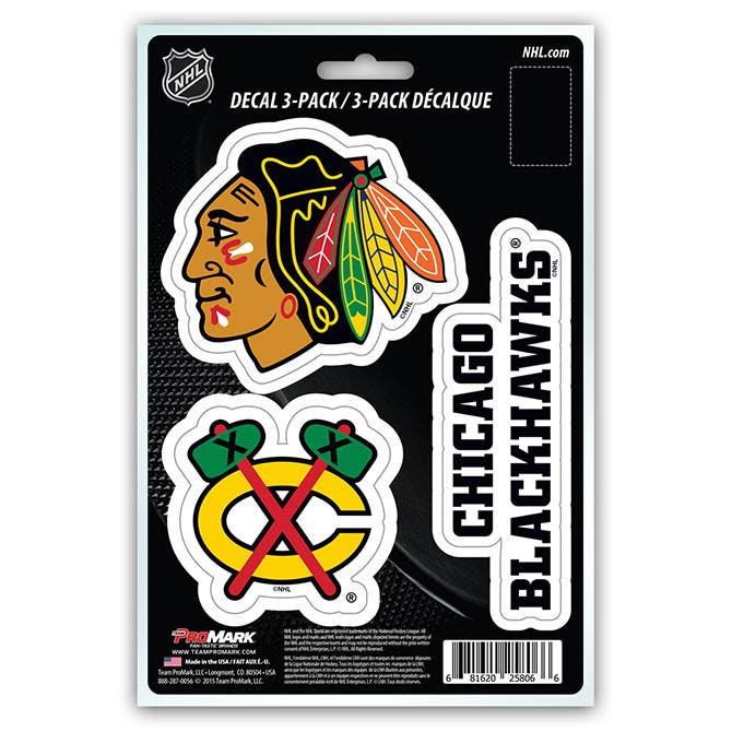 Chicago Blackhawks Die Cut Team Decals 3pk