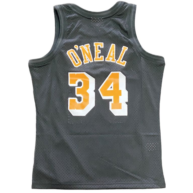 Los Angeles Lakers Shaquille O'Neal 1996-97 Black and Yellow Mitchell and Ness Swingman Jersey