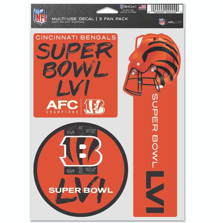 Cincinnati Bengals Super Bowl LVI Fan Decals 3 Pack