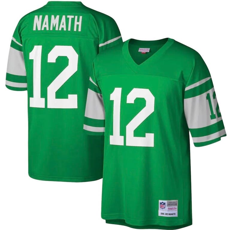 New York Jets 1968 Joe Namath #12 Green Mitchell and Ness Jersey