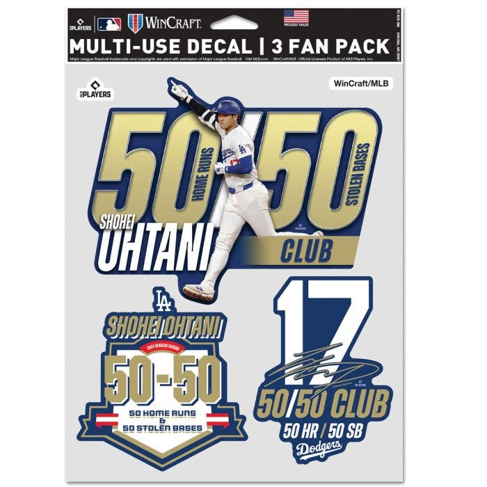 Los Angeles Dodgers Shohei Ohtani Official 50/50 Club MLB Record Fan Pack Decals