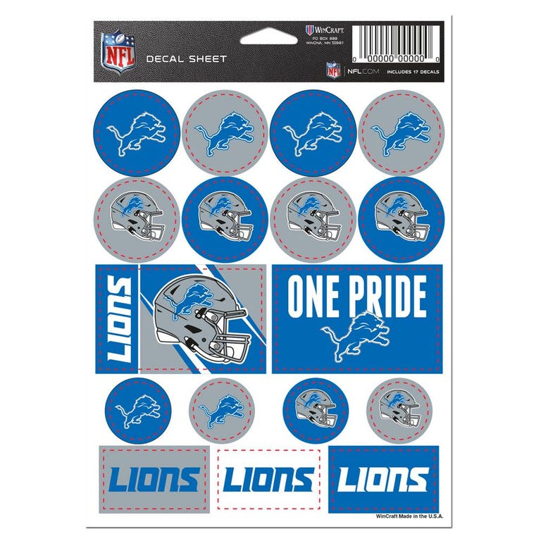 Detroit Lions Vinyl Decal Sheet 5x7"
