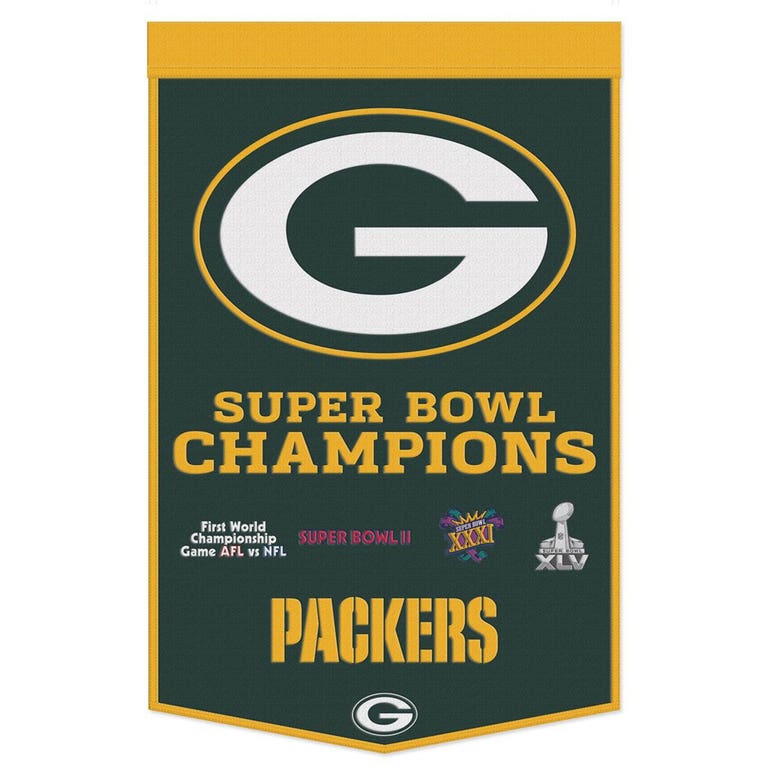 Green Bay Packers Wool Dynasty Championship Banner 24x38"