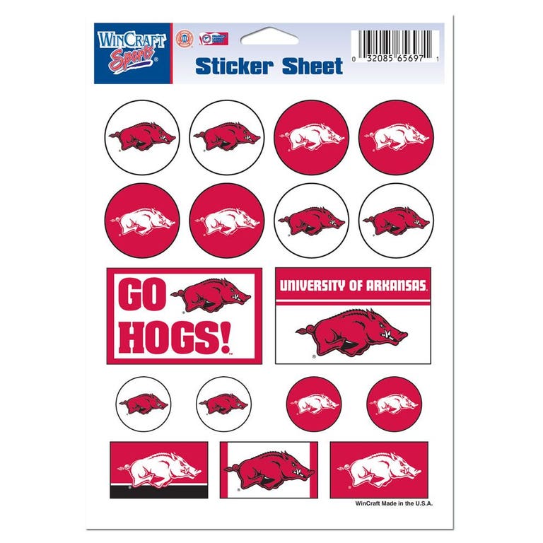 Arkansas Razorbacks Vinyl Decal Sheet 5x7"