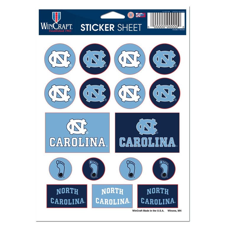 North Carolina Tar Heels Vinyl Decal Sheet 5x7"