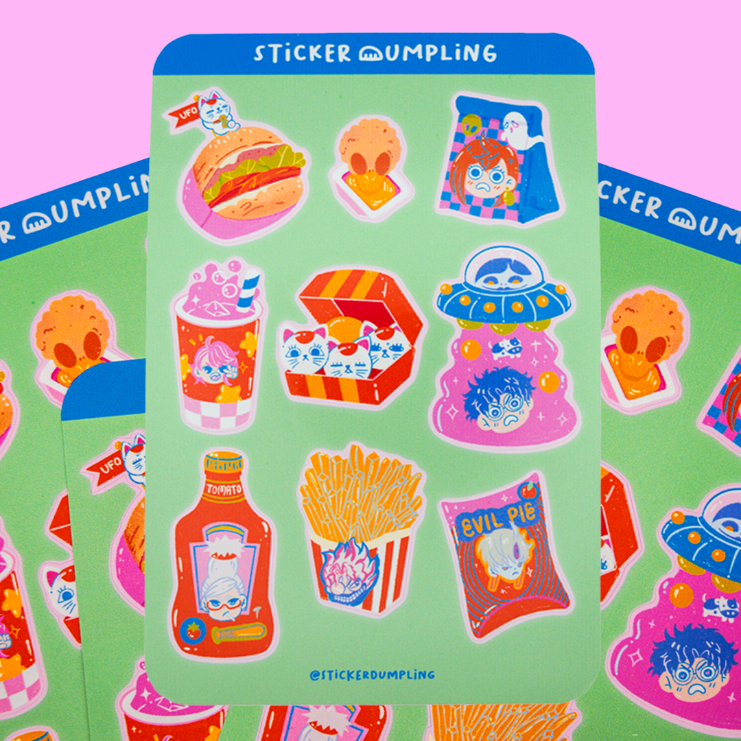 Dan Da Dan Space Food Sticker Sheet