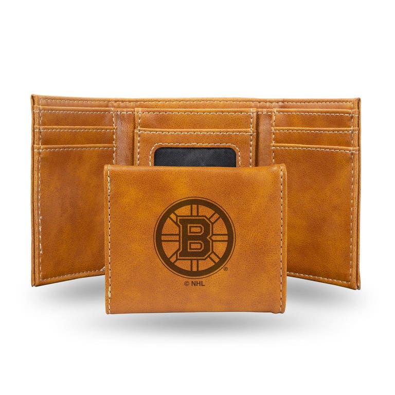 Boston Bruins Laser Engraved Trifold Leather Wallet