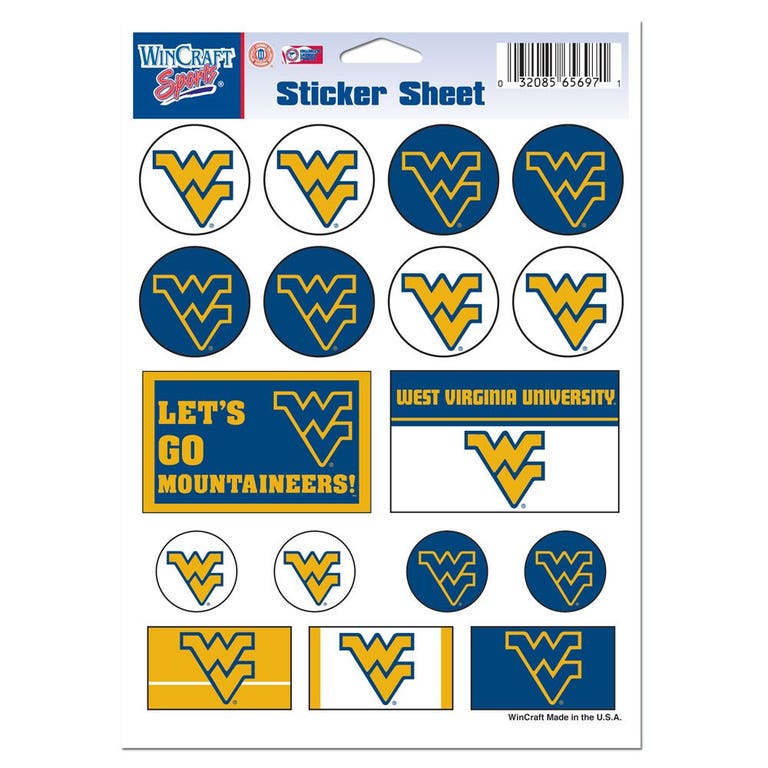 West Virginia Mountaineers Vinyl Decal Sheet 5x7"