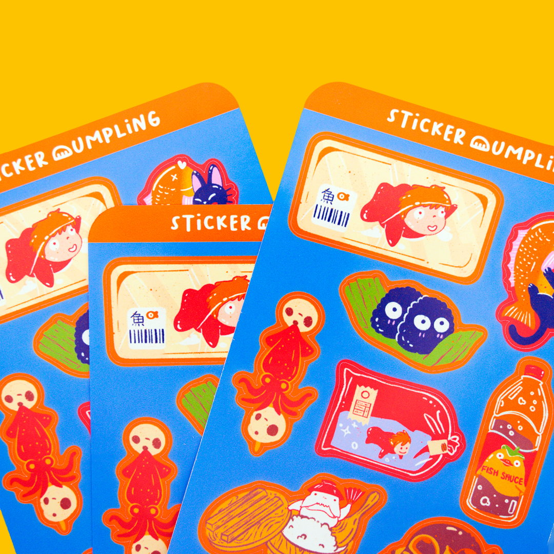Ghibli Fish Market Sticker Sheet