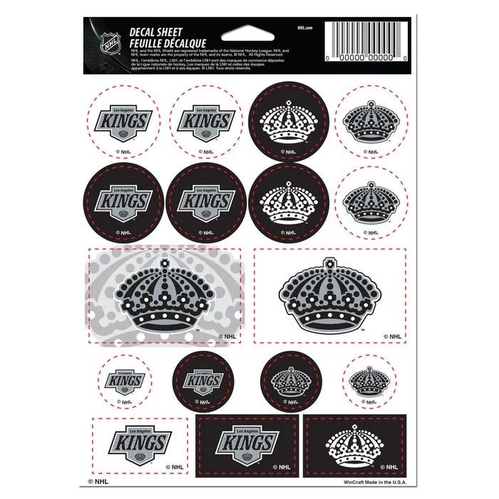 Los Angeles Kings Vinyl Decal Sheet 5x7"