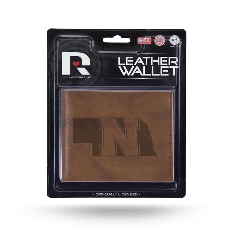 Nebraska Huskers Embroidered/Embossed Billfold Wallet Brown - Script Logo