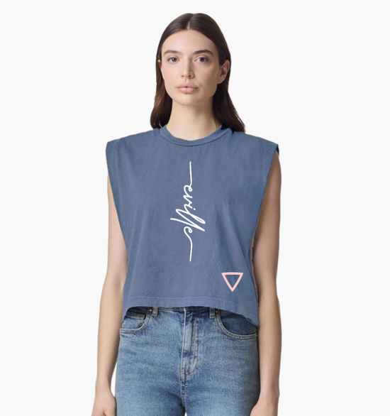 Blue Muscle Crop Eville with Mini Shield Triangle
