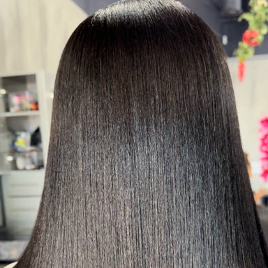 Signature Silk Press (hot tools used) price may vary by length & density