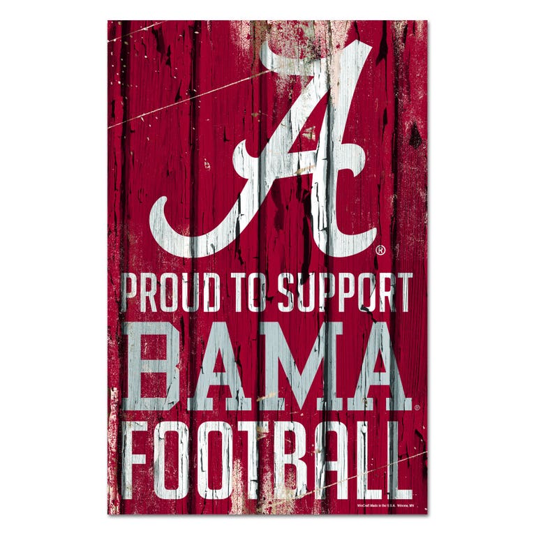 Alabama Crimson Tide Proud to Support Wooden Sign 11x17"