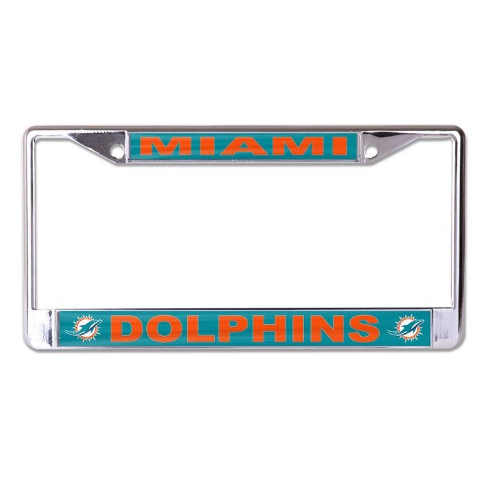Miami Dolphins Chrome License Plate Frame with Acrylic Inserts