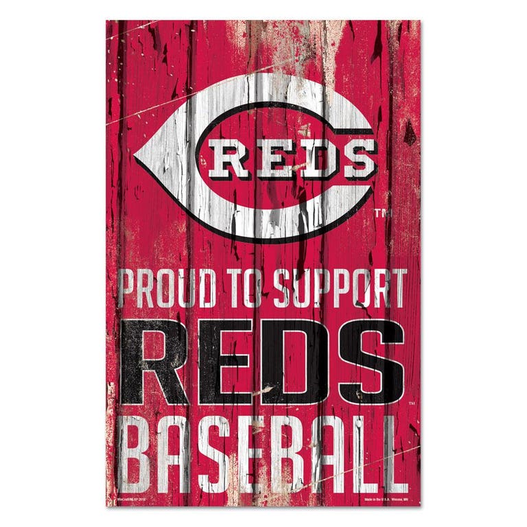 Cincinnati Reds Proud to Support Wooden Sign 11x17"