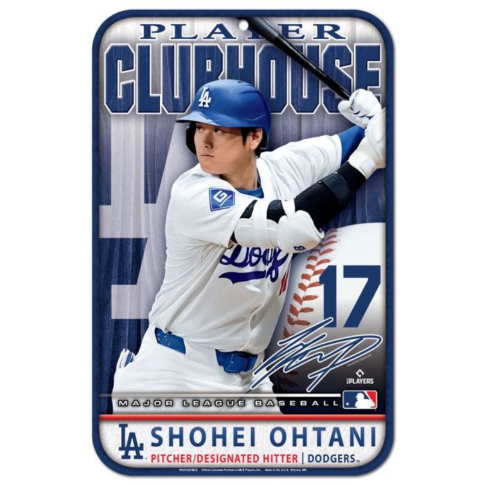 Los Angeles Dodgers Shohei Ohtani Siganture Clubhouse Sign 11x17"