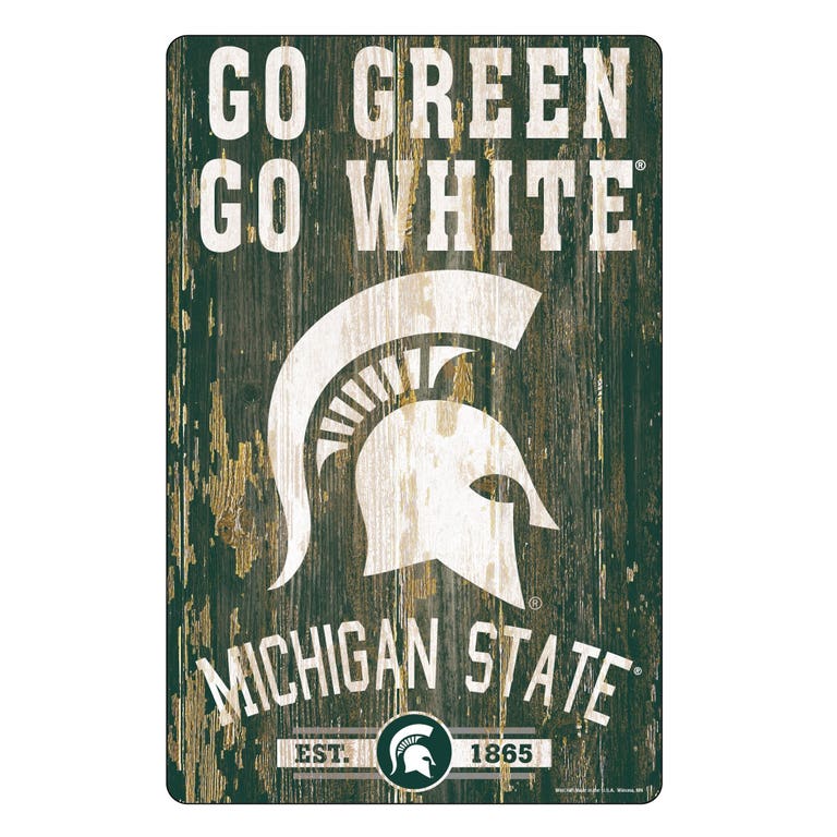Michigan State Spartans Wood Slogan Sign 11x17"