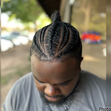 Male Bun (2 braids) NO FEED IN HAIR