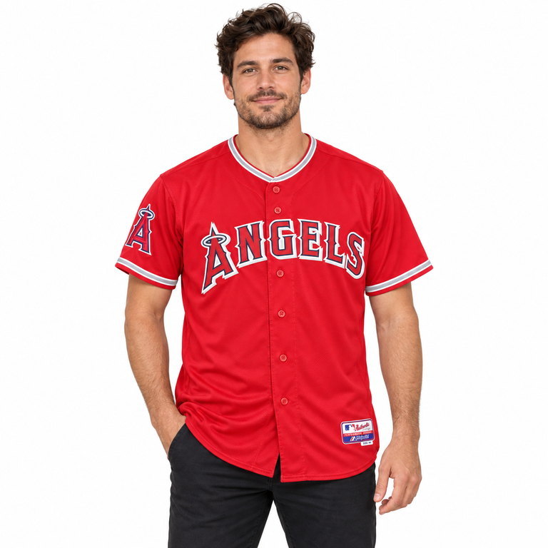 Los Angeles Angels Authentic Majestic Athletic Scarlet Red Jersey