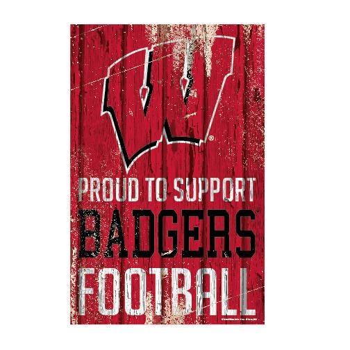 Wisconsin Badgers Proud to Support Wooden Sign 11x17"
