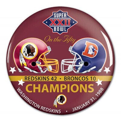 Washington Redskins Super Bowl XXII Champions Button