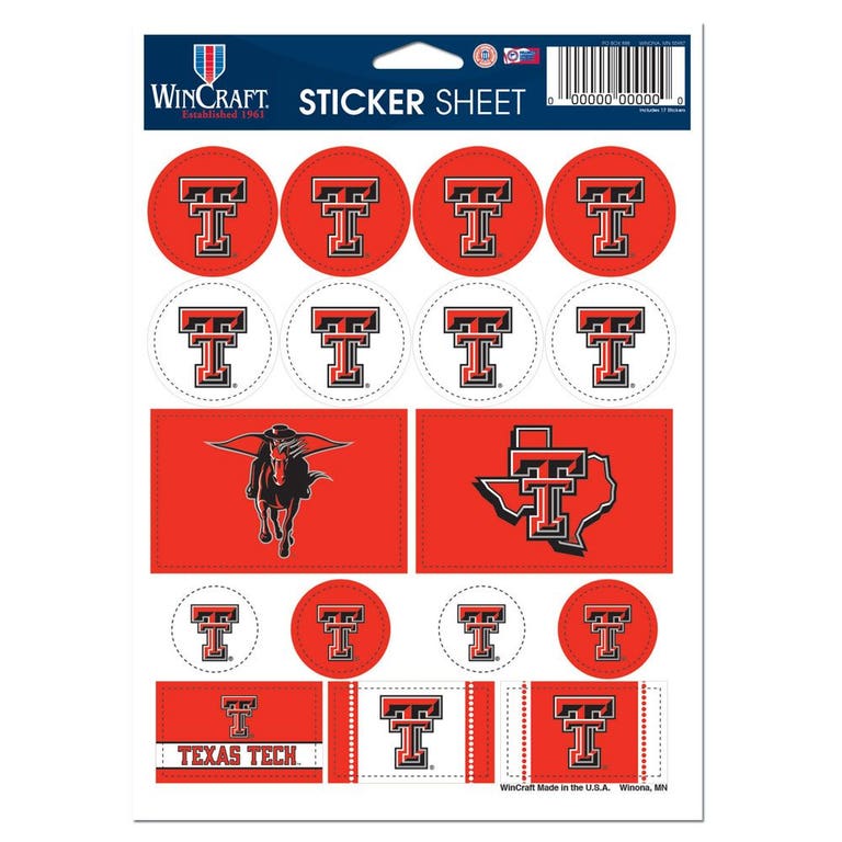 Texas Tech Red Raiders Vinyl Decal Sheet 5x7"