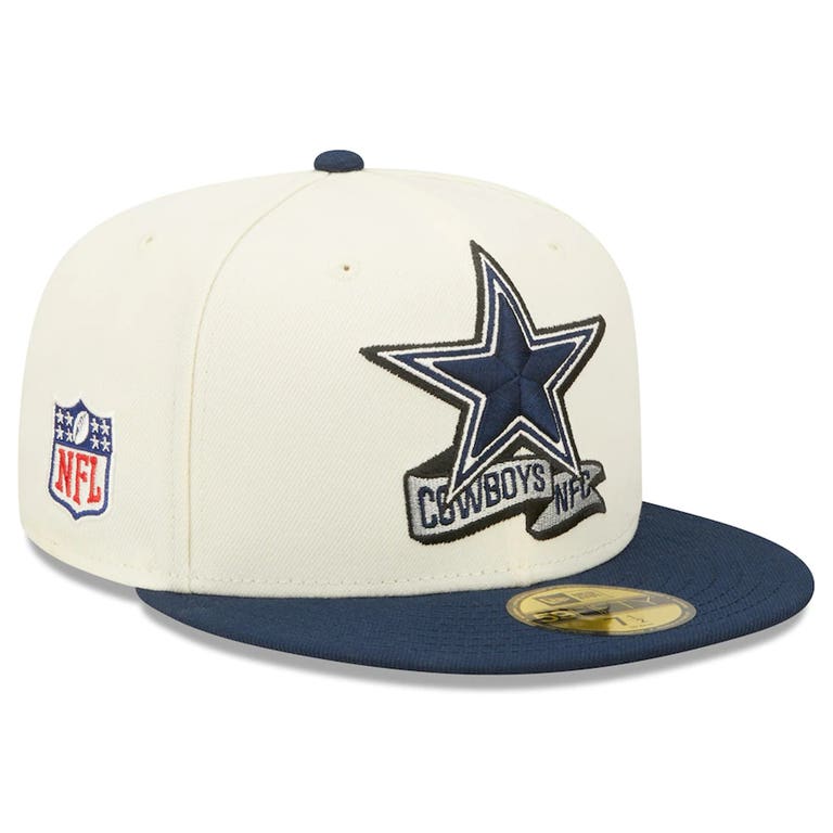 Dallas Cowboys 2022 59FIFTY Sideline Hat - Cream/Navy