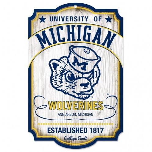 Michigan Wolverines Wood Sign - 11x17"" College Vault