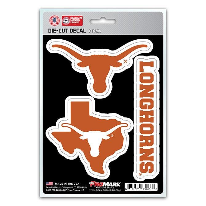 Texas Longhorns Die Cut Team Decals 3pk