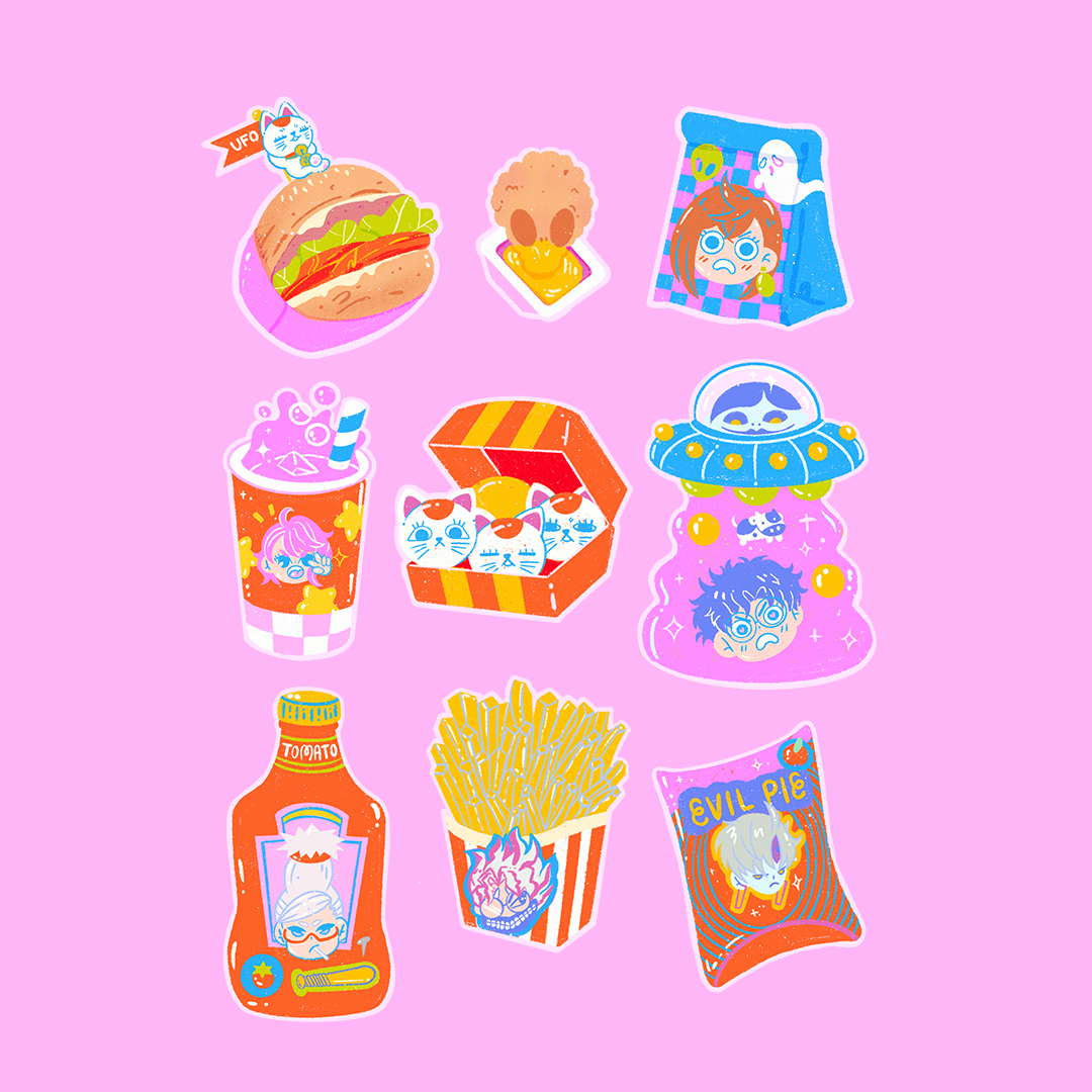 Dan Da Dan Space Food Sticker Sheet