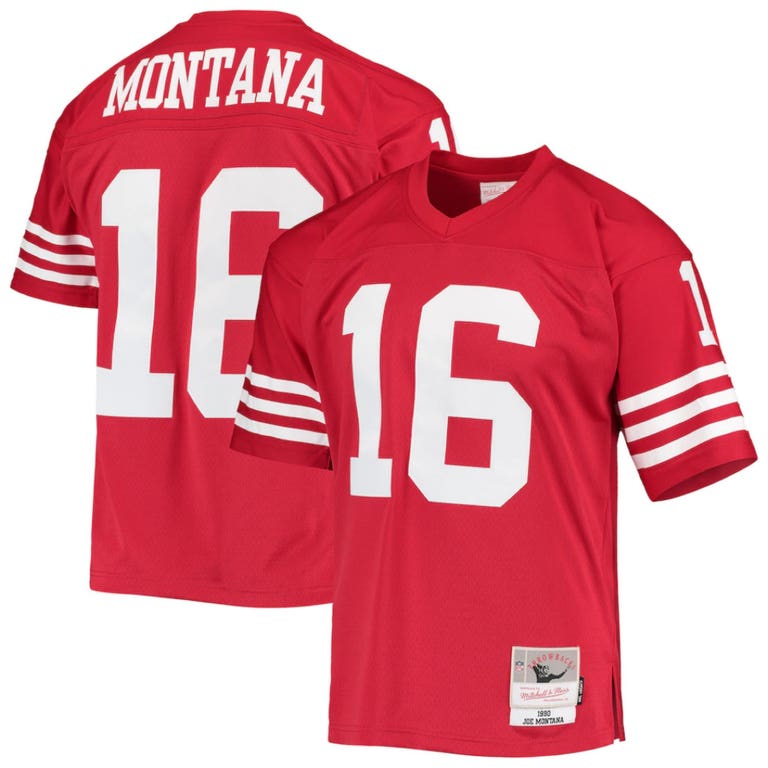 San Francisco 49ers 1990 Joe Montana #16 Mitchell and Ness Red Jersey