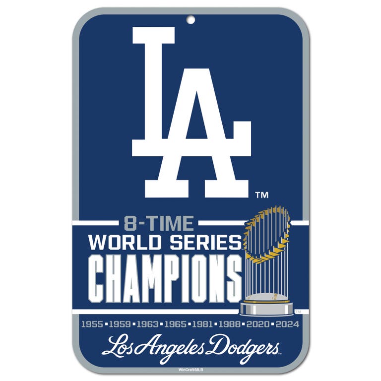 Los Angeles Dodgers 2024 World Series Champions Plastic Sign 11x17"