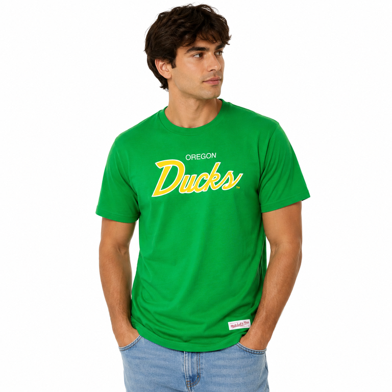 Oregon Ducks Apple Green Mitchell and Ness Elite Script Shirt Shirt
