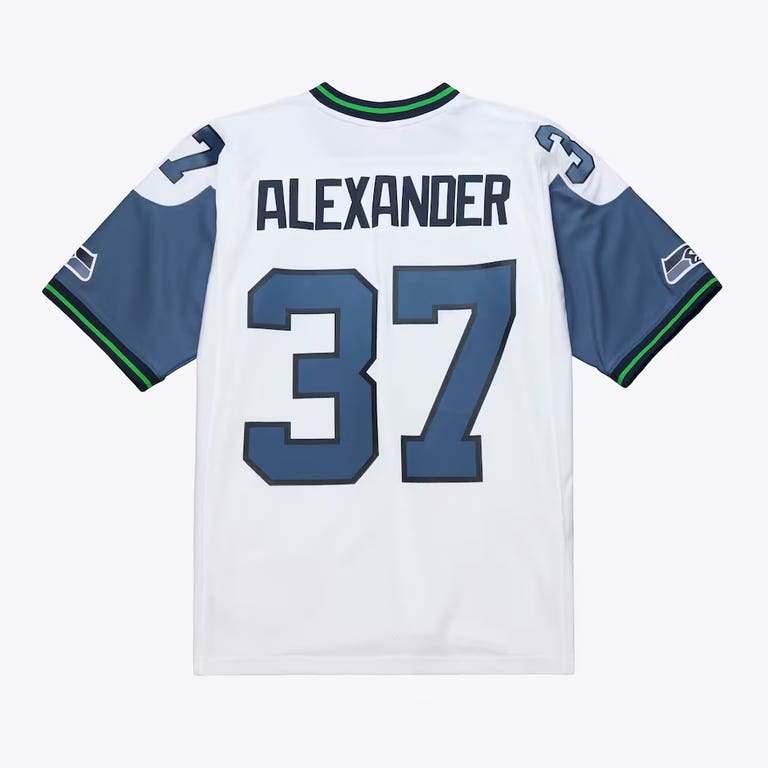 Seattle Seahawks 2005 Shaun Alexander #37 Mitchell and Ness White Jersey