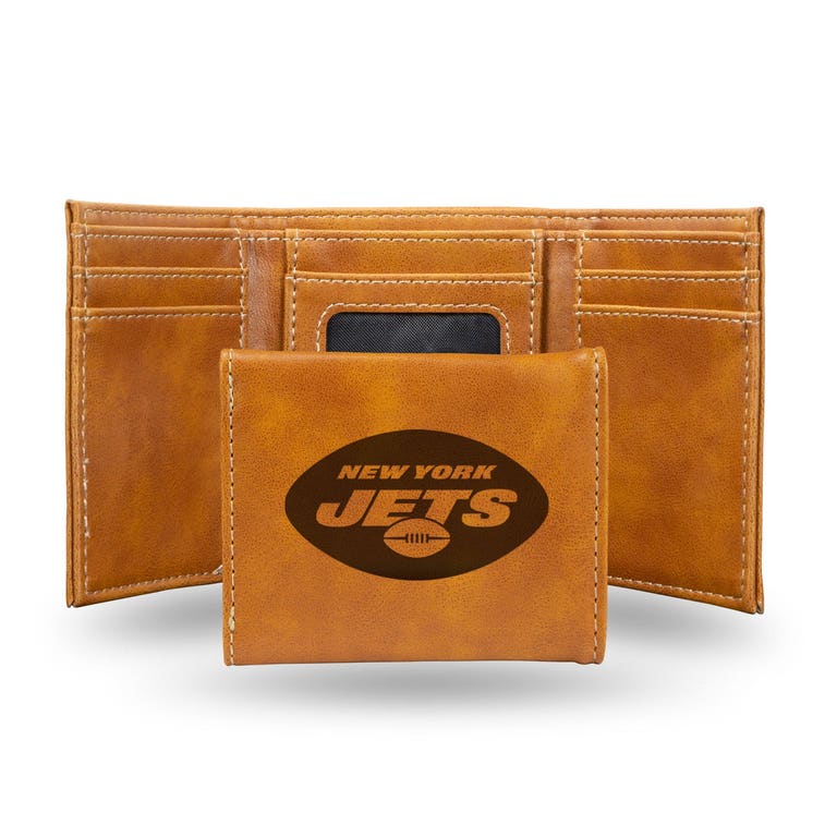 New York Jets Laser Engraved Trifold Leather Wallet