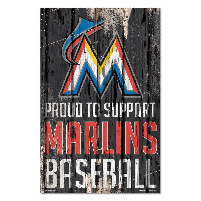 Miami Marlins Proud to Support Wooden Sign 11x17"
