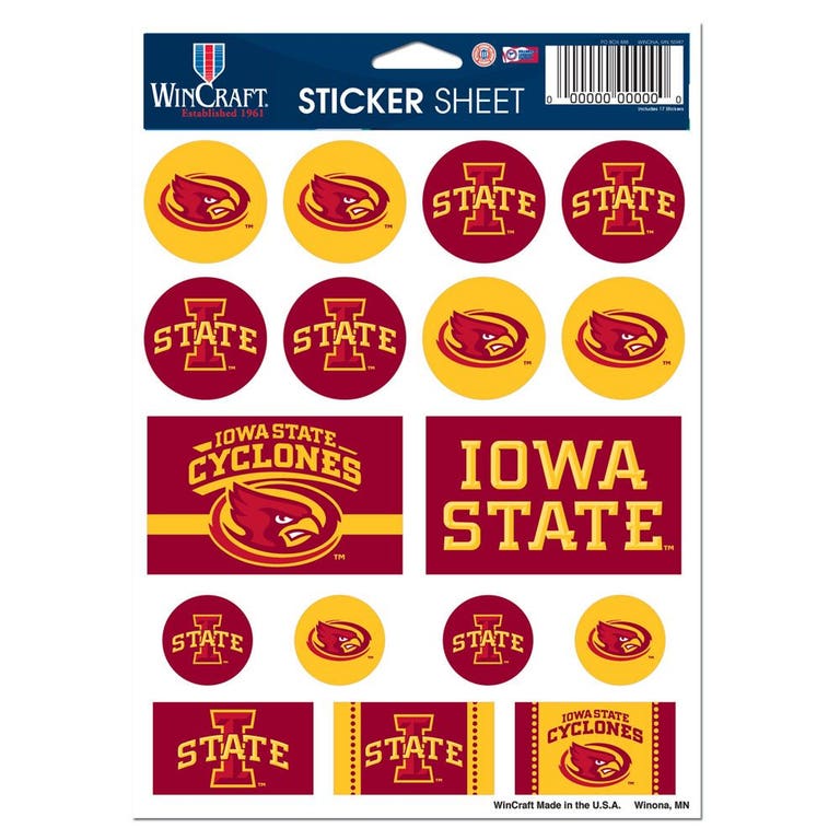 Iowa State Cyclones Vinyl Decal Sheet 5x7"