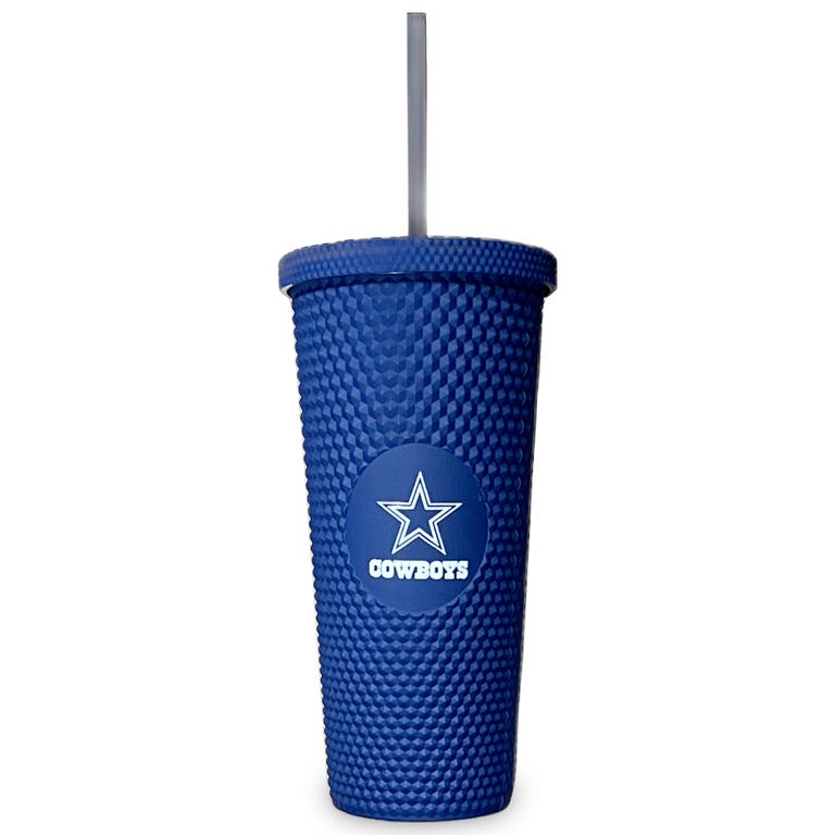 Dallas Cowboys Navy Blue Studded Straw Tumbler 24oz