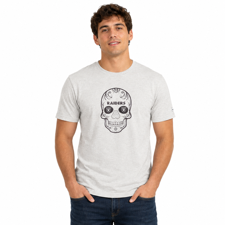 Las Vegas Raiders Grey Starter Sugar Skull Shirt