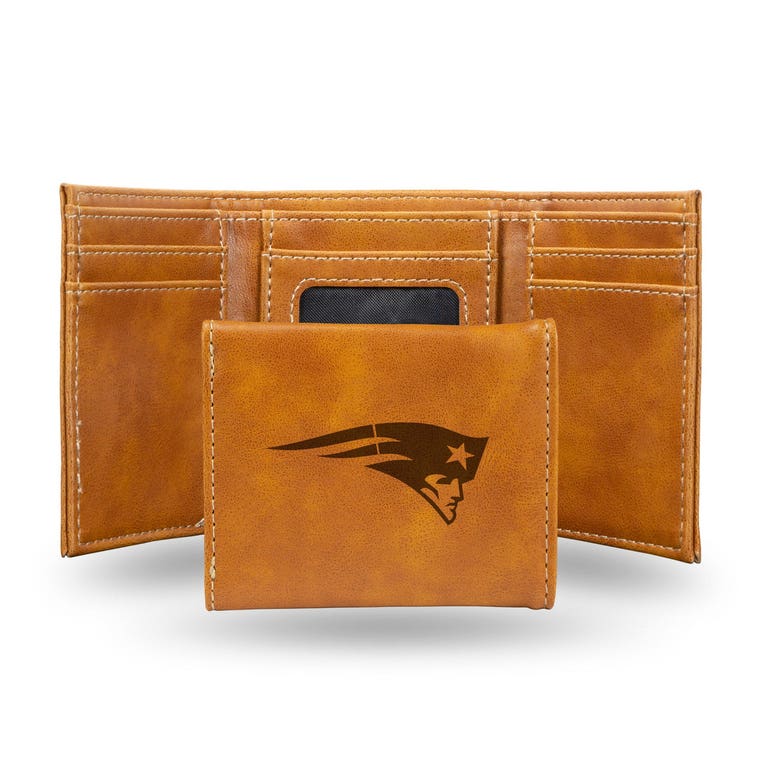 New England Patriots Laser Engraved Trifold Leather Wallet