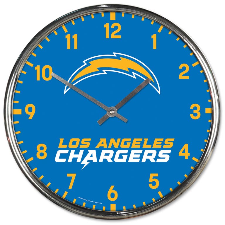 Los Angeles Chargers Round Chrome Wall Clock