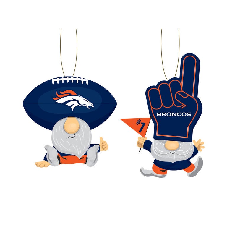 Denver Broncos Gnome Fan Ornaments 2 pack