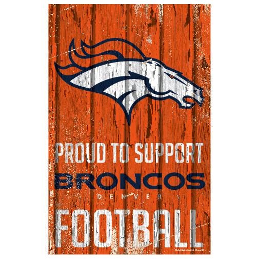 Denver Broncos Proud to Support Wooden Sign 11x17"