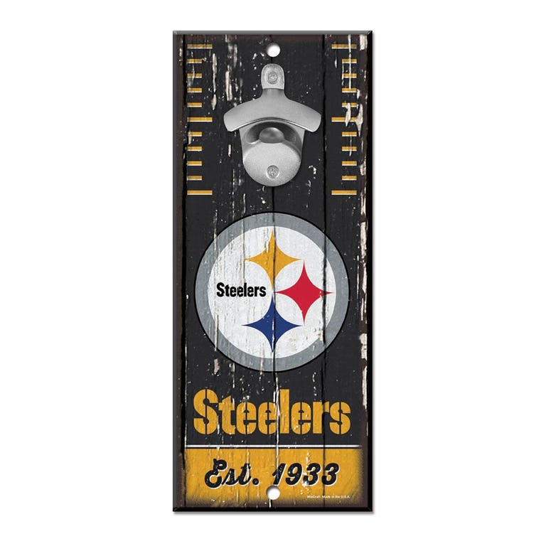 Pittsburgh Steelers Wood Bottle Opener 5x11"